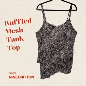 Nine Britton Animal Print Ruffled Tank Top